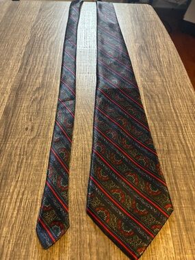 Chaps Black Tie with Red Paisley and Subtle Green Accents